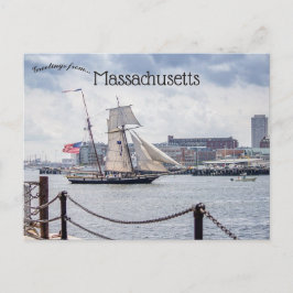 Boats in Boston Harbor Massachusetts Vykort