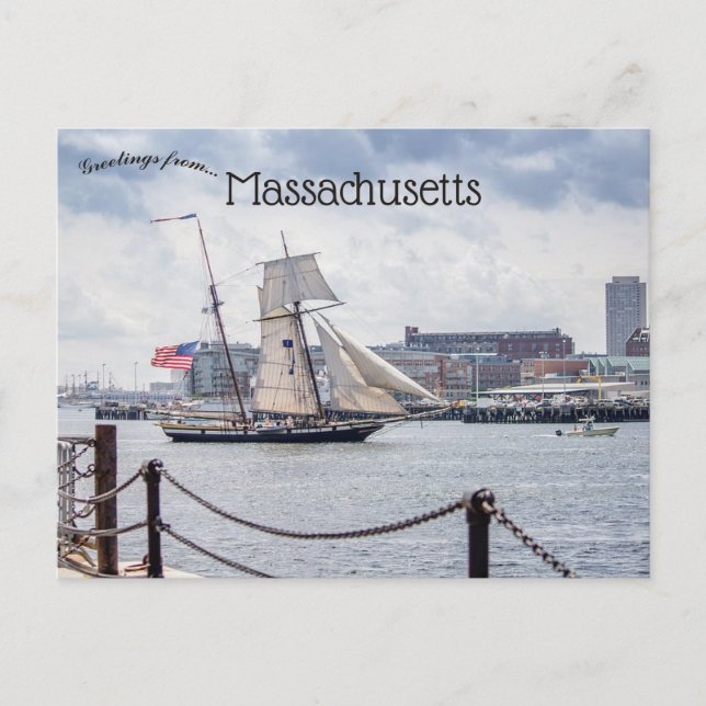 Boats in Boston Harbor Massachusetts Vykort (Framsida)