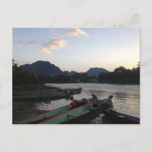Boats in Vang Vieng Vykort
