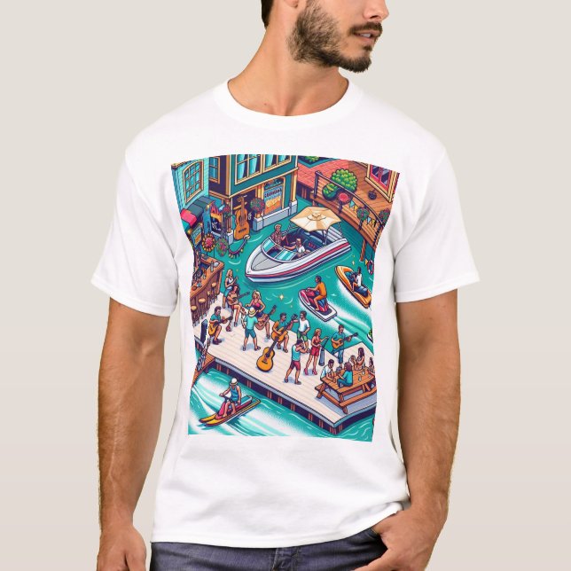 Boats, Jetskis, Music and party T Shirt (Framsida)