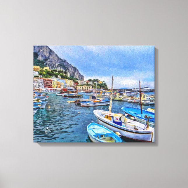 Boats of Capri Italy Photo Art Canvastryck (Framsida)