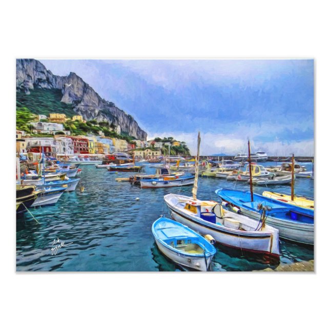 Boats of Capri Italy Photo Art Fototryck (Framsidan)