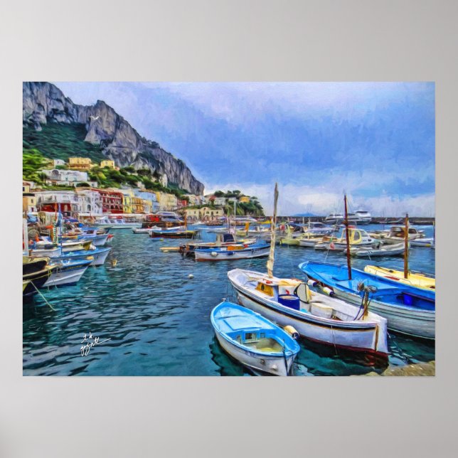 Boats of Capri Italy Photo Art Poster (Framsidan)