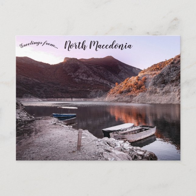 Boats on Lake Kozjak North Macedonia Vykort (Framsida)
