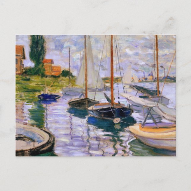 Boats on Seine by Claude Monet Postcard Vykort (Framsida)