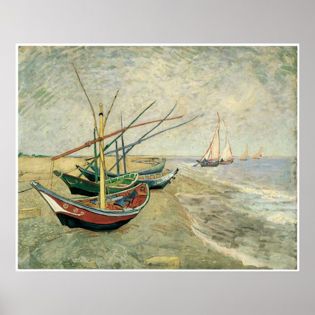 Boats on the Beach at Saintes-Maries, 1888 Poster (Framsidan)