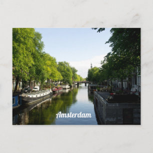 Boats på Amsterdamkanalen Personalize Vykort
