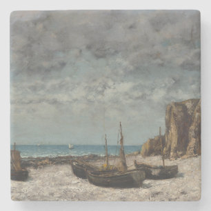 Boats på en Beach, Étretat - Gustave Courbet Stenunderlägg