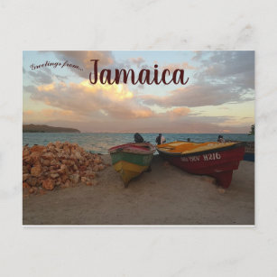 Boats på en beach i Jamaica Vykort