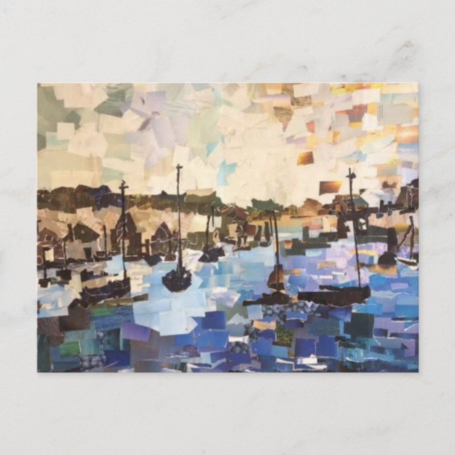 Boats på Sjö Erie Papper Collage Postcard Vykort (Framsida)