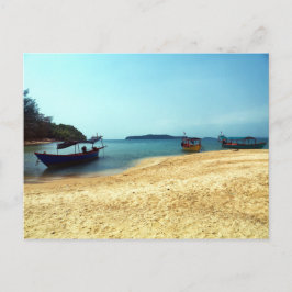 Boats på Tropical Island Beach, Kambodja Vykort