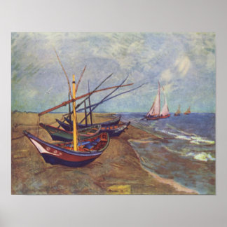 Boats som målats av Vincent van Gogh Reprint Poster