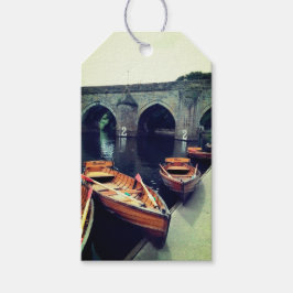 Boats vid floden Durham Presentetikett