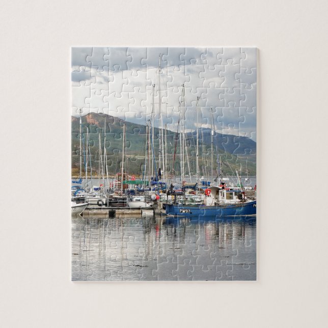 Boats vid Kyläckin, Isle of Skye, Skottland Pussel (Vertikal)