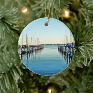 Boats vid Marina av Shirley Taylor Julgransprydnad Keramik