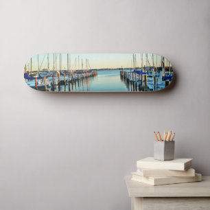 Boats vid Marina av Shirley Taylor Old School Skateboard Bräda 18 Cm