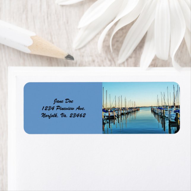Boats vid Marina av Shirley Taylor Returadress Etikett (Insitu)