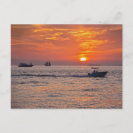 Boats vid Nyckel, Väster, Florida, Sunset Vykort