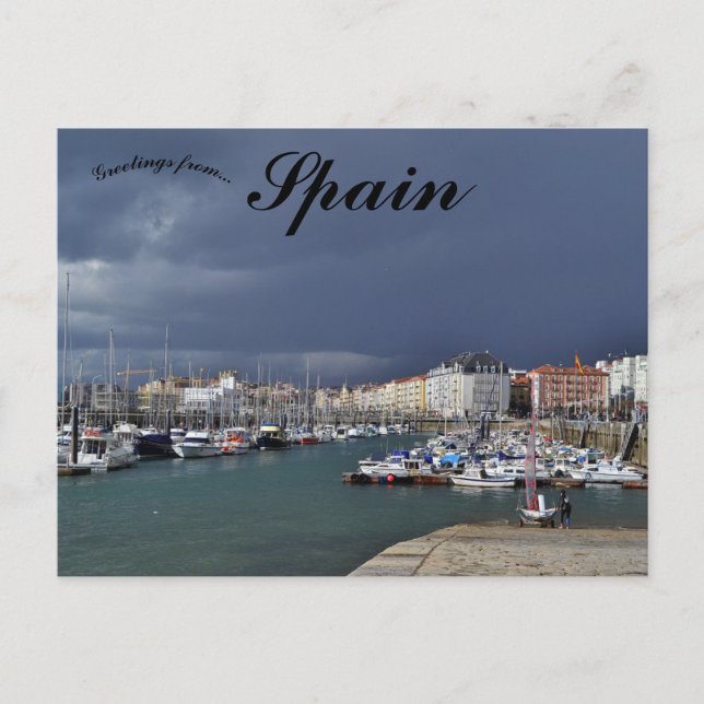Boats vid Santander Cantabria Spain Vykort (Framsida)
