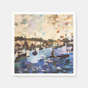 Boats vid Sjö Erie, Ohio Collage Papper Napkins Pappersservett