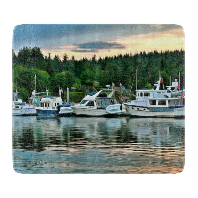 Boats vid Sunset på Bainbridge Island (Framsidan)