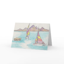 "Boats Watercolor Sketch/Fiji"-hälsningskort