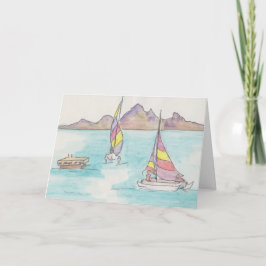 "Boats Watercolor Sketch/Fiji"-hälsningskort Helgkort