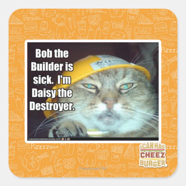 Bob Builder är sjuk Fyrkantigt Klistermärke (Framsida)