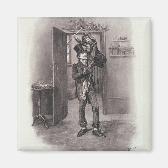 Bob Cratchit och Tiny Tim, från Charles Dickens: Magnet (Framsidan)