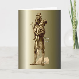 Bob Cratchit och Tiny Tim God Sång Helgkort