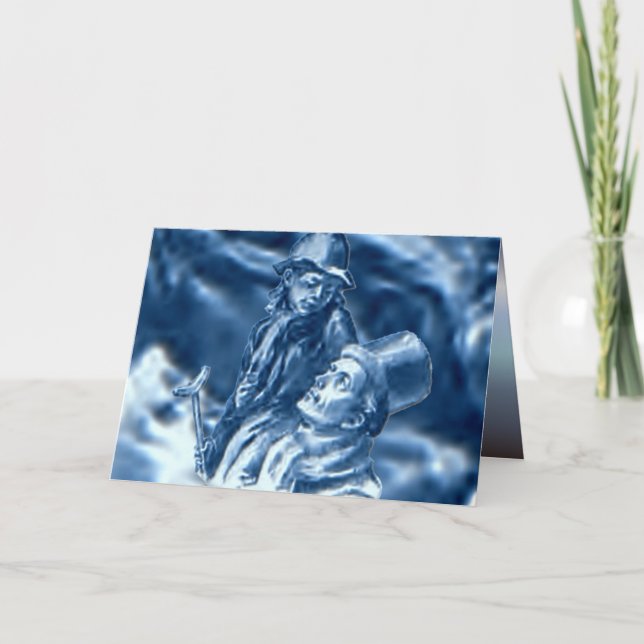 Bob Cratchit och Tiny Tim God Sång Helgkort (Framsida)