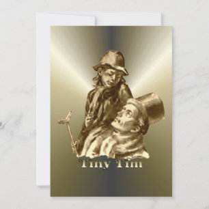 Bob Cratchit och Tiny Tim God Sång Julkort