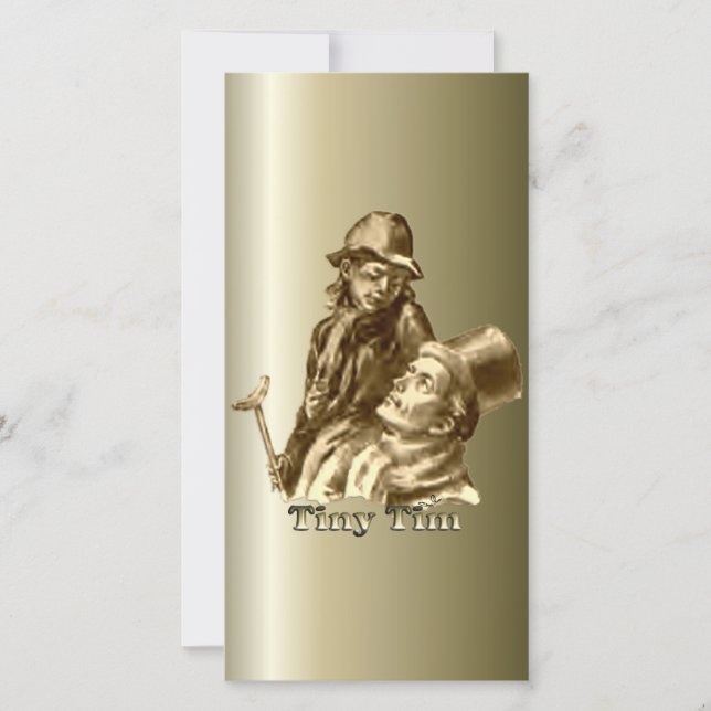 Bob Cratchit och Tiny Tim God Sång Julkort (Framsida)