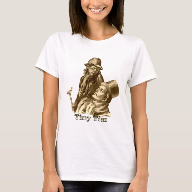 Bob Cratchit och Tiny Tim God Sång Tee Shirt (Framsida)
