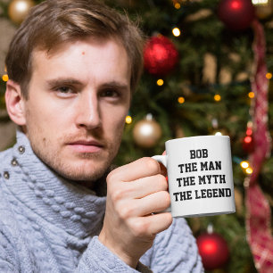Bob: Man, Mytt, Legend, svart text Kaffemugg