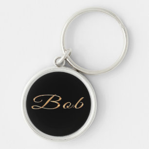 BOB Namn-Branded Gift Nyckel chain Rund Silverfärgad Nyckelring