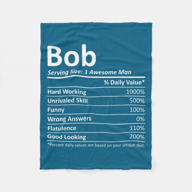 Bob Nutrition Funny Birthday D Name Gif  Fleecefilt (Framsidan)