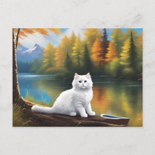 Bob Ross Stil Cat Postcard Vykort