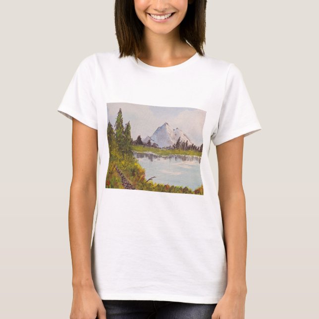 Bob Ross Stil målning nr 1 T Shirt (Framsida)