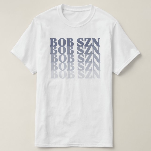 "Bob Season" Cute Denim Blue Custom Graphic Tee (Design framsida)