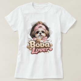 Boba Älskare Shih Tzu Söt Kawaii Hund T-Shirt
