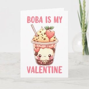 Boba är min Alla Hjärtans dag söta rosa bubbel te Kort