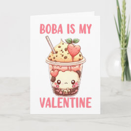Boba är min Valentine söta rosa bubbel te Kort