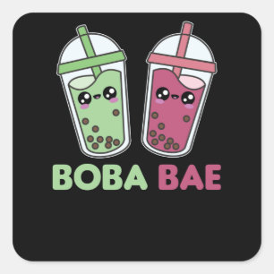 Boba Bae - Bubble Tea Kawaii Boba Tea Kärlek Fyrkantigt Klistermärke