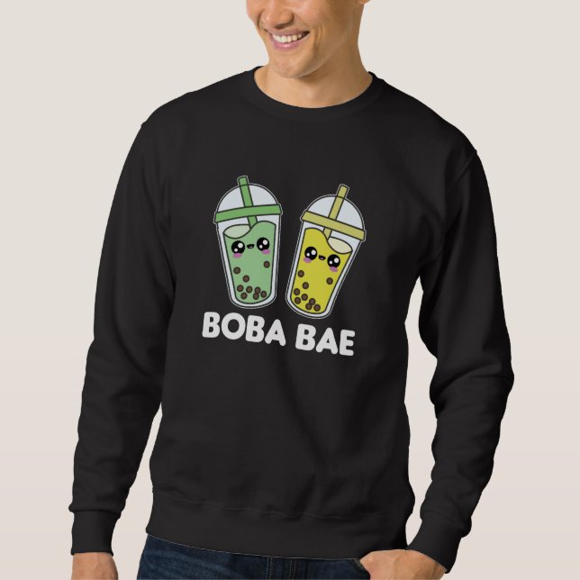Boba Bae - Bubble Tea Kawaii Boba Tea Kärlek Lång Ärmad Tröja (Framsida)