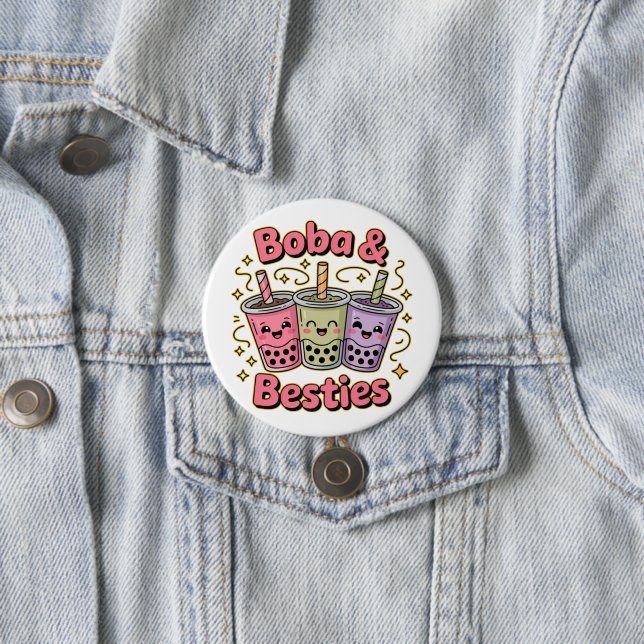 BOBA & Besties Vibes - Perfekt för Boba Tea Älskar Knapp (In Situ)