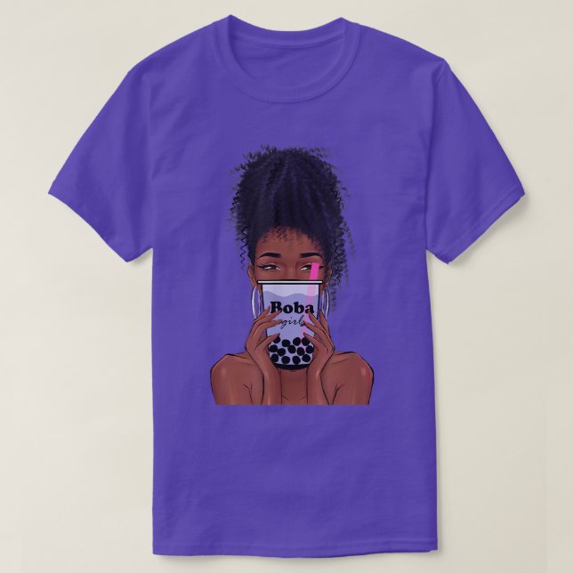 Boba Black Girl Bubble Tea Anime Kawaii Cute Boba T Shirt (Design framsida)