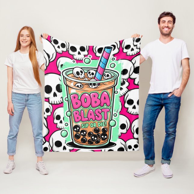 Boba Blast – Sip or Die! – Fleece Blanket (På plats)