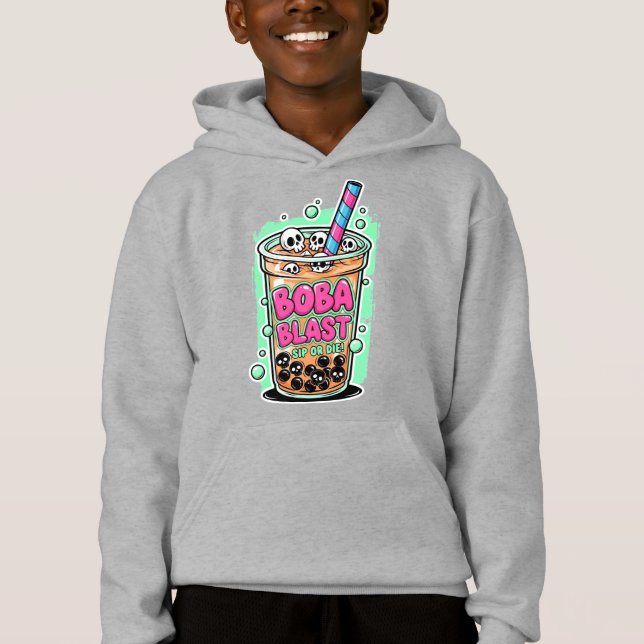 Boba Blast – Sip or Die! Kids' T Shirt (Framsida)