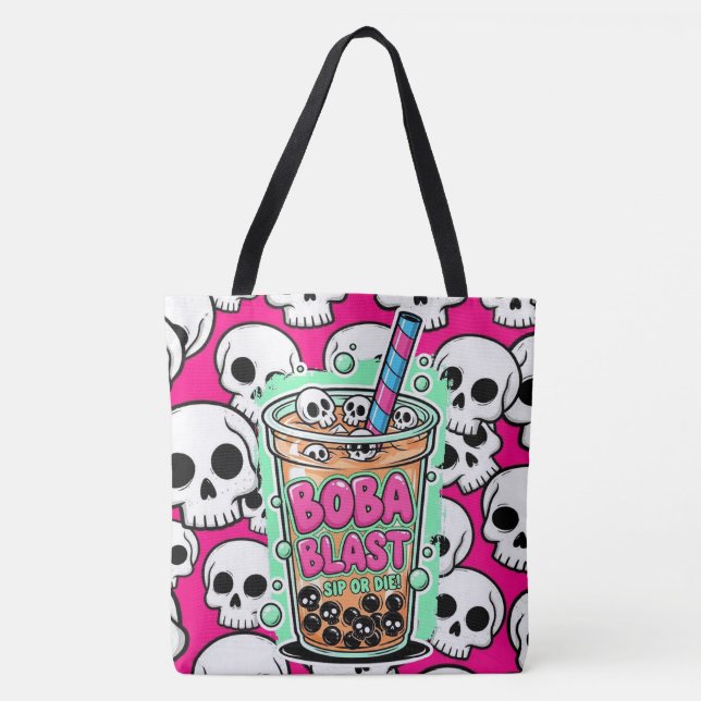 Boba Blast – Sip or Die! Tote Bag Tygkasse (Framsida)